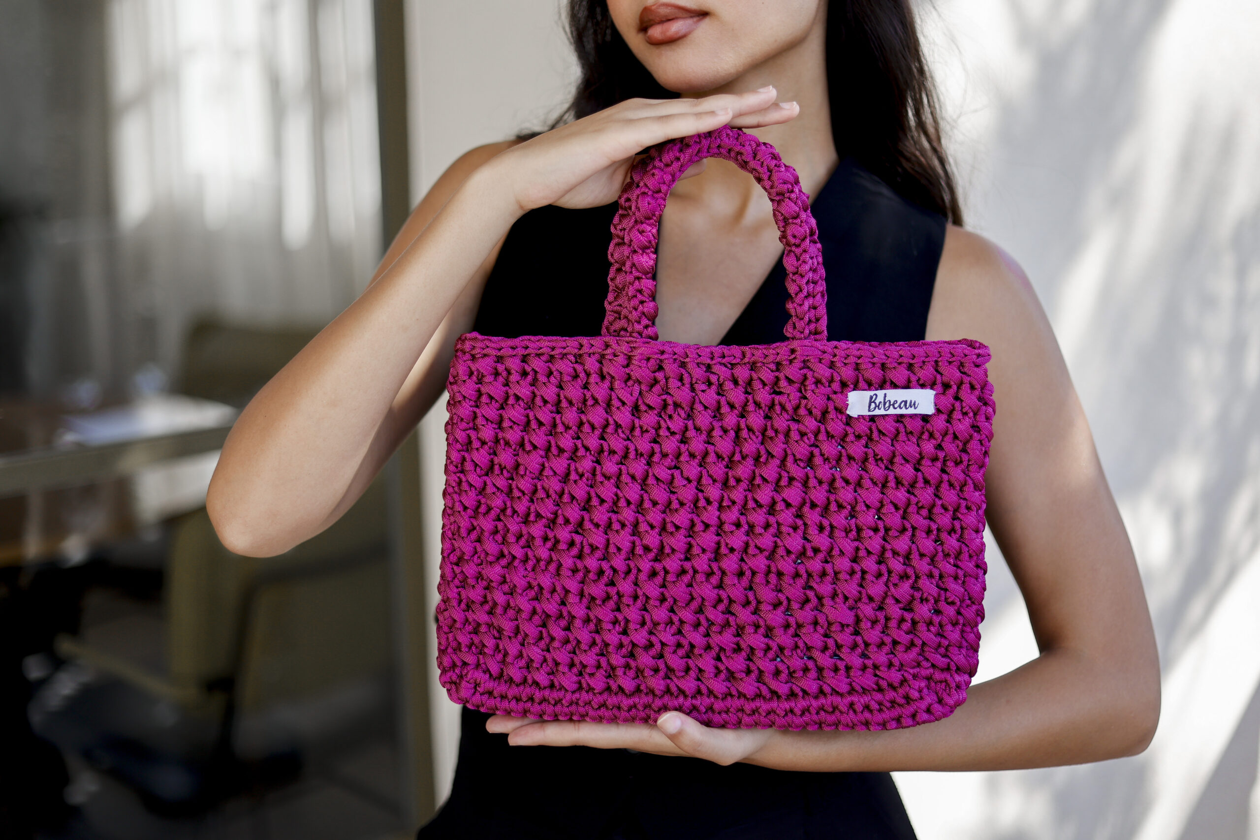 Un sac en FILS RUBAN fushia